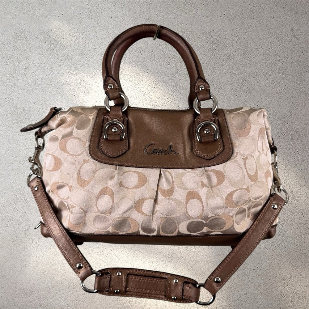 Coach Ashley Satin Leather Convertible Satchel Shoulder Bag - Picture 1 of 9
